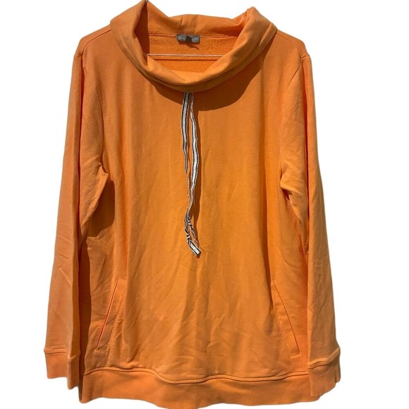 T by Talbots Tops - T by Talbots Orange Funnel Neck Sweatshirt Petite Large Pockets LP